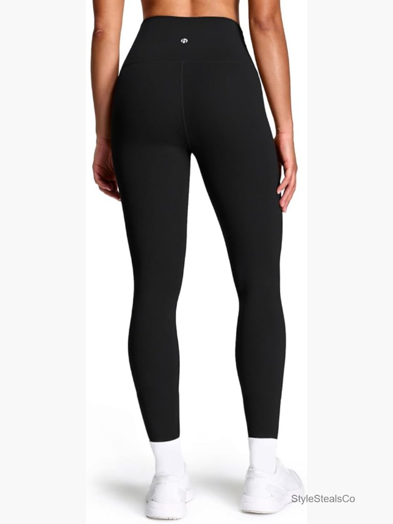 High Waist Compression Leggings 25" Inseam Tummy Control Pocket Workout
